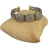BR835 BRAIDED TRIPLE OVAL RHINESTONE RHODIUM PLATED CUFF BRACELET