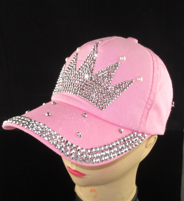 BRH16 PINK RHINESTONE CROWN HAT