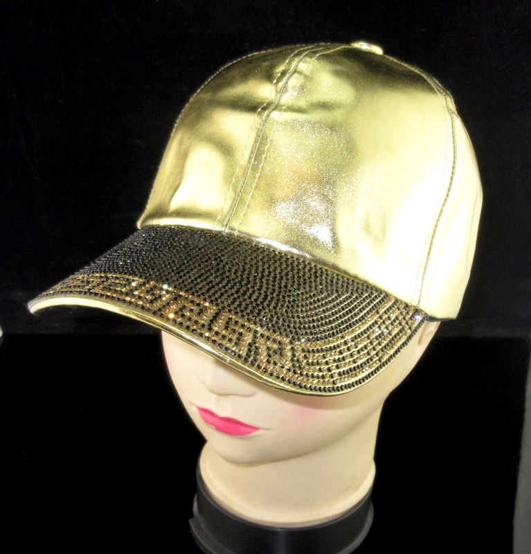 BRH28 GOLD AND BLACK PATTERNED RHINESTONE HAT