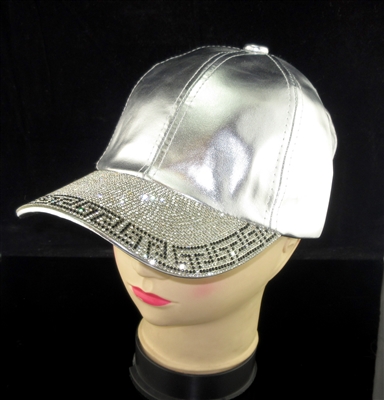 BRH29 SILVER AND BLACK PATTERNED RHINESTONE HAT