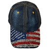 BRH41 BLACK AMERICAN FLAG USA RHINESTONE HAT