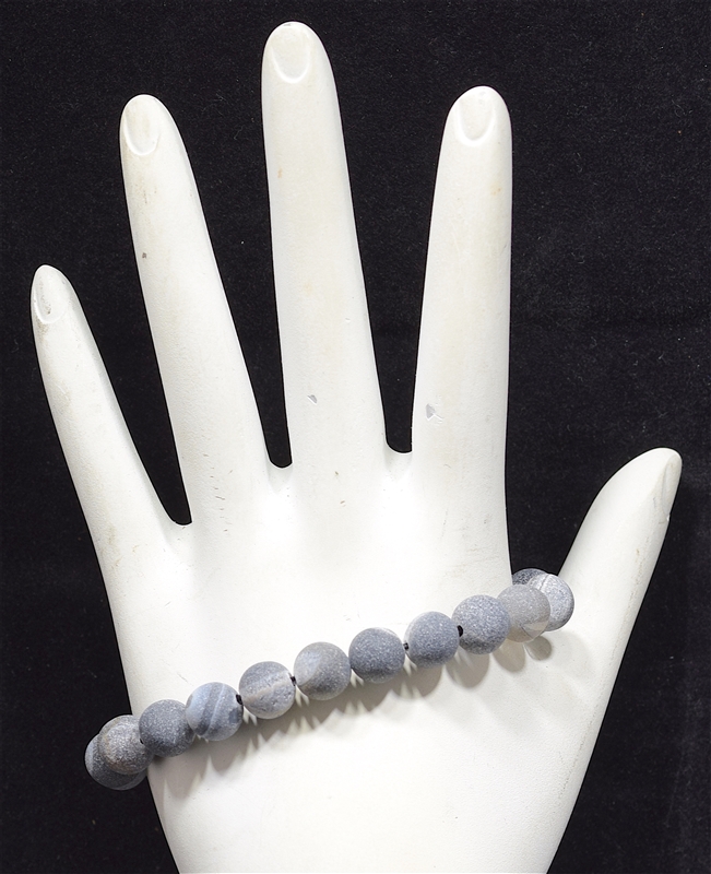 BRS008 6MM MATTE CHARCOAL STONE BRACELET