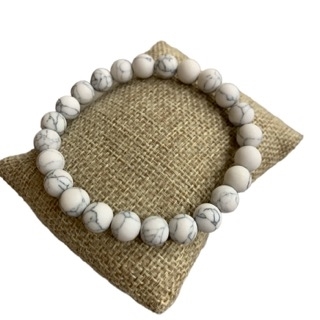 BRS009 8MM WHITE STONE BRACELET