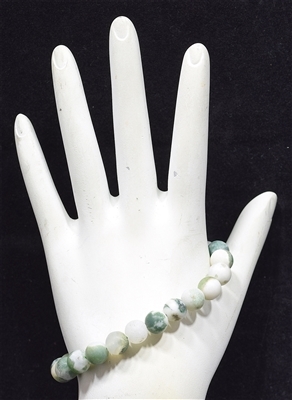 BRS019 8MM SANDED GREEN STONE BRACELET