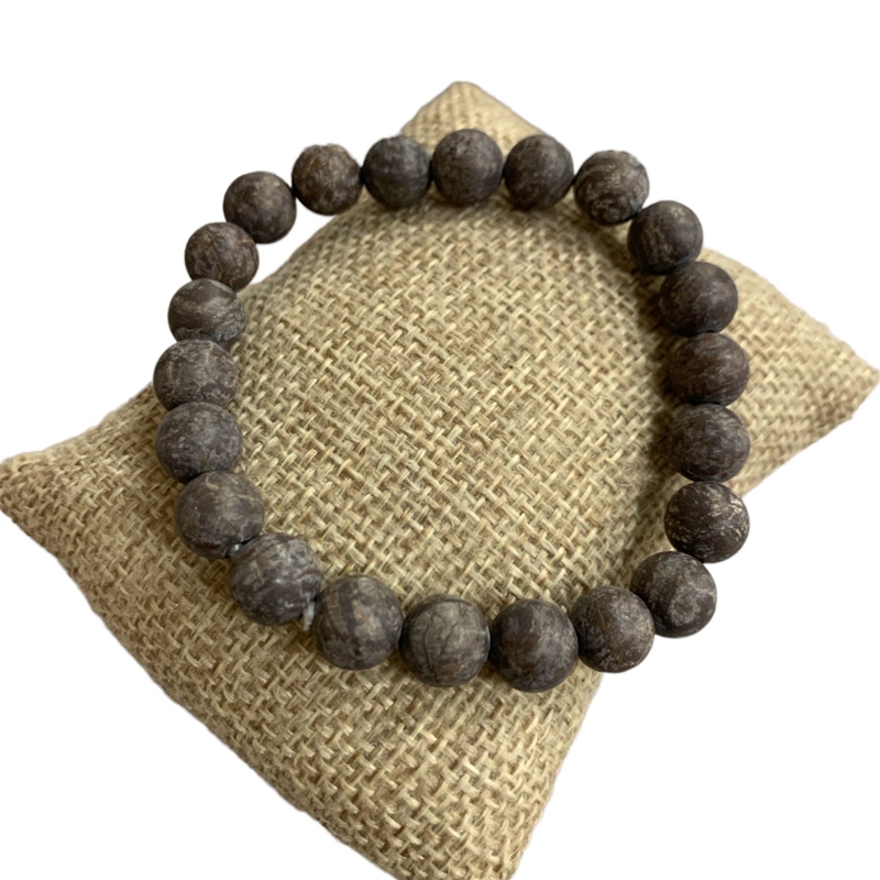 BRS025 8MM MATTE CHOCOLATE STONE BRACELET