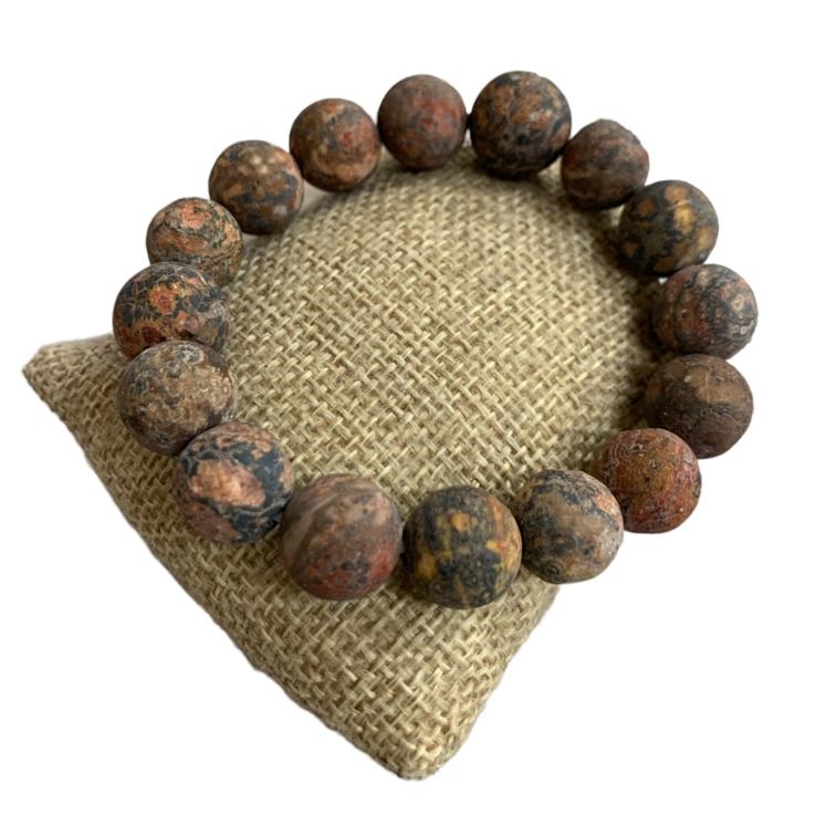 BRS054 10MM MUDDY RED STONE BRACELET