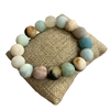 BRS099 12MM AMAZONITE PRECIOUS STONE BRACELET