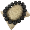 BRS100 12MM BLACK LAVA  PRECIOUS STONE BRACELET