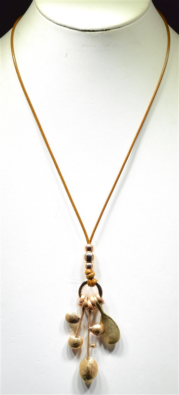 BT-13 HAMMERED NECKLACE ON LEATHER CORD