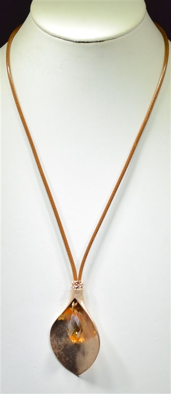 BT-4 HAMMERED/LEATHER NECKLACE
