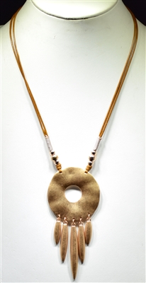 BT-6 HAMMERED NECKLACE ON LEATHER CORD
