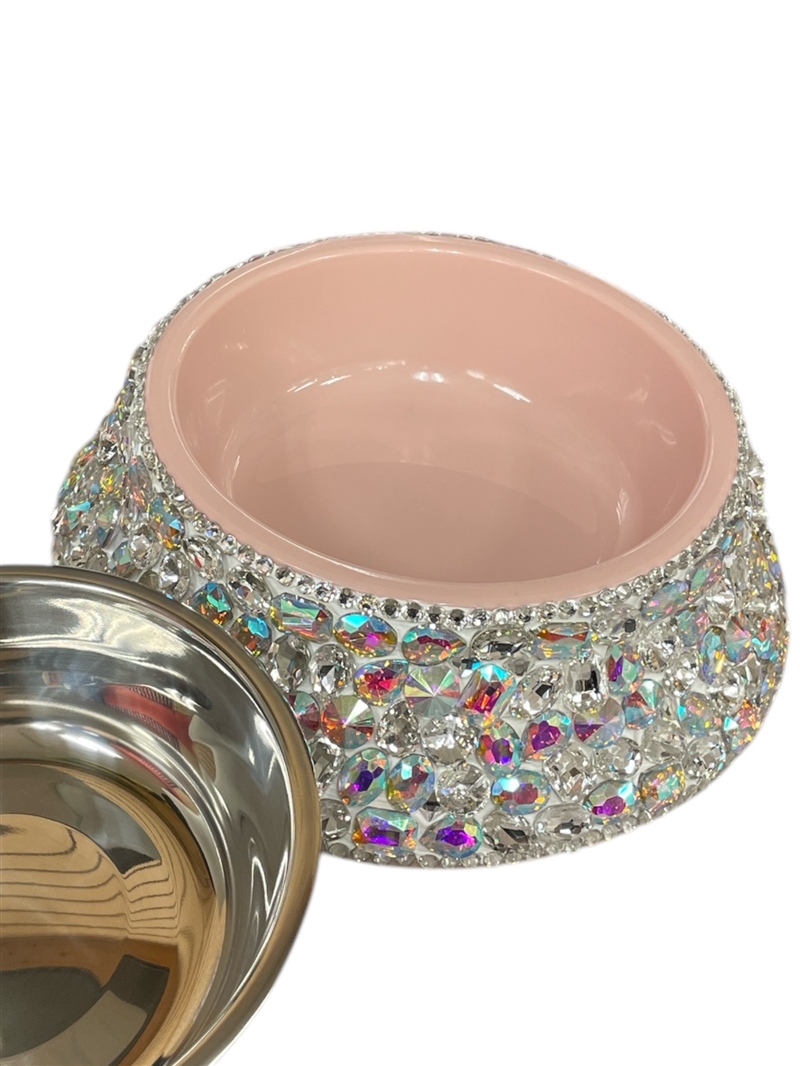 BW17AB CRYSTAL AB RHINESTONE PET BOWL