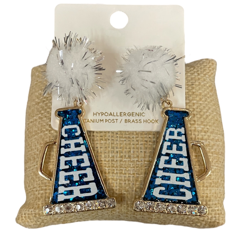C1E2252B BLUE WHITE CHEER EARRINGS