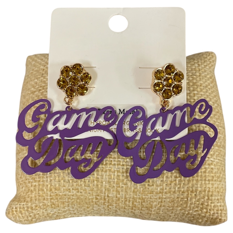 C1E2260 PURPLE GAME DAY EARRINGS