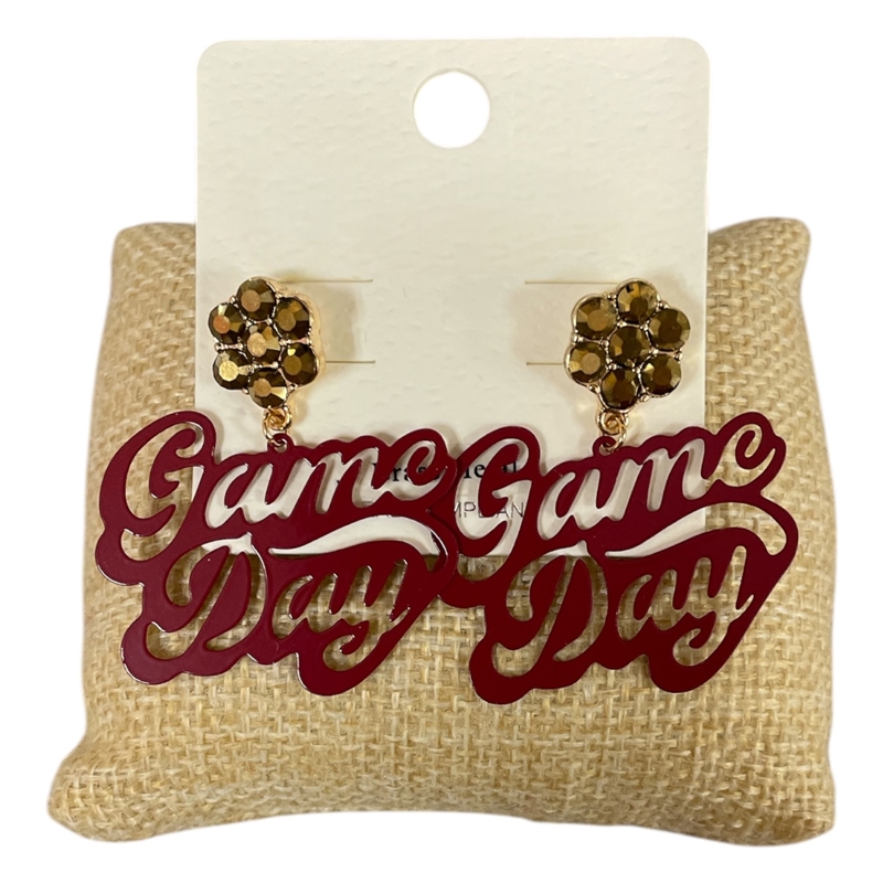 C1E2260B  BURGUNDY GAME DAY EARRINGS