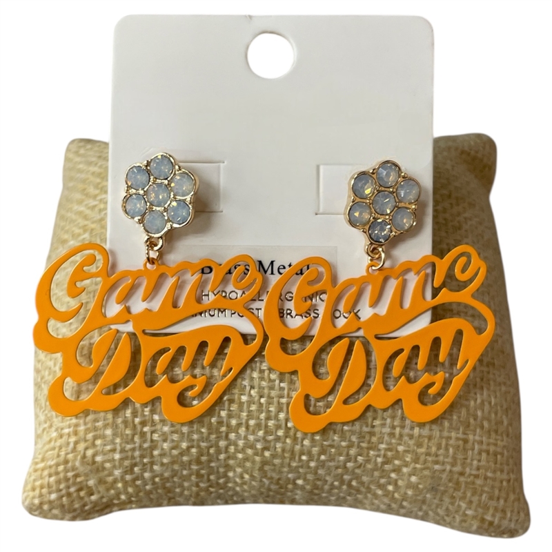 C1E2260 ORANGE GAME DAY EARRINGS