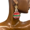 C1E2516   RED GREEN CHRISTMAS BALL  EARRINGS