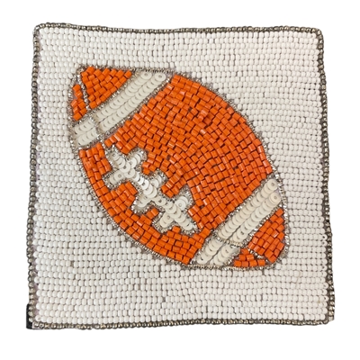 C1HC4031 ORANGE FOOTBALL SEED BEAD COASTER