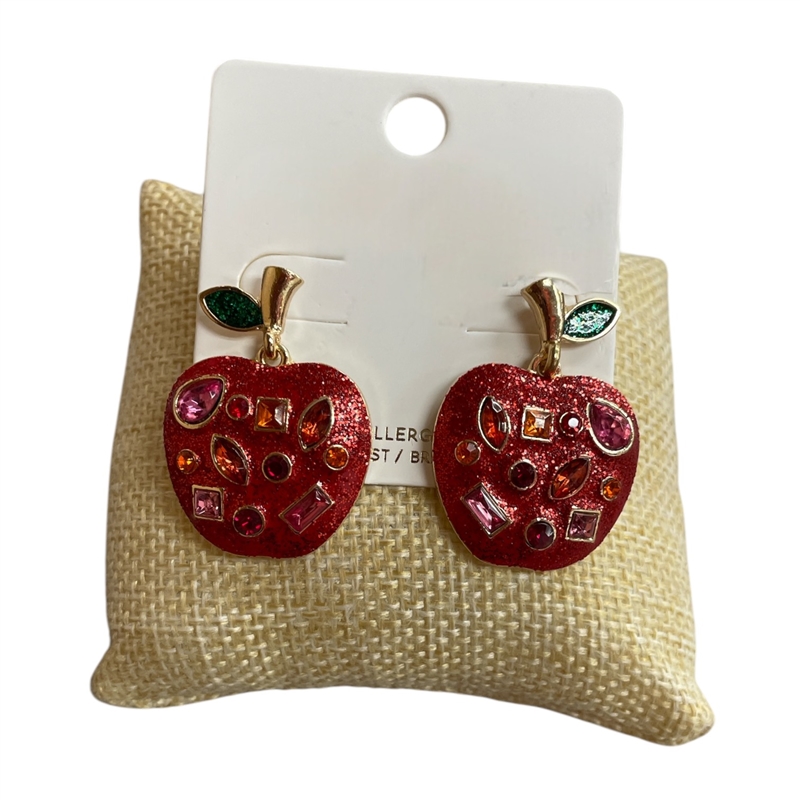 C2E2774 BEJEWELED RED APPLE POST EARRINGS