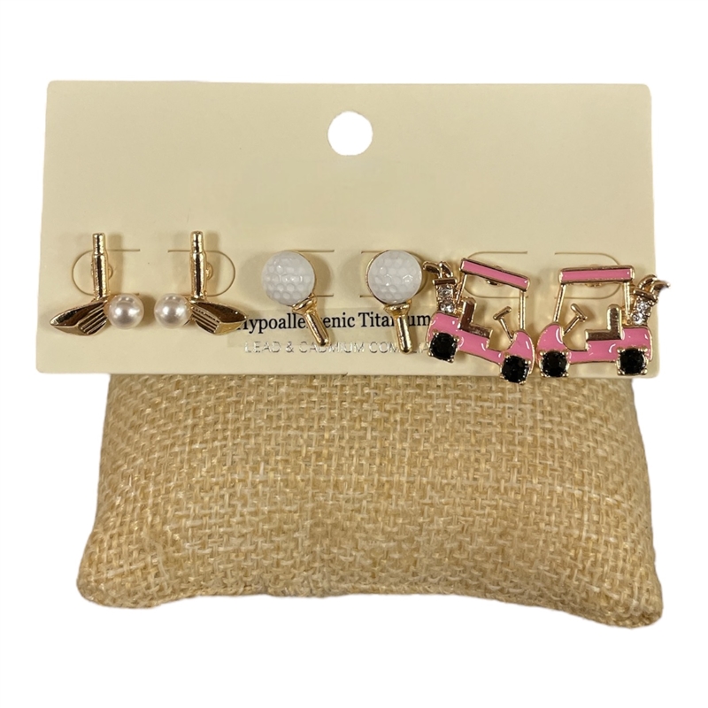 C2E3046 GOLF 3PCS STUDS EARRINGS
