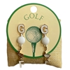 C2E3051 GOLFBALL DANGLE STUD EARRINGS