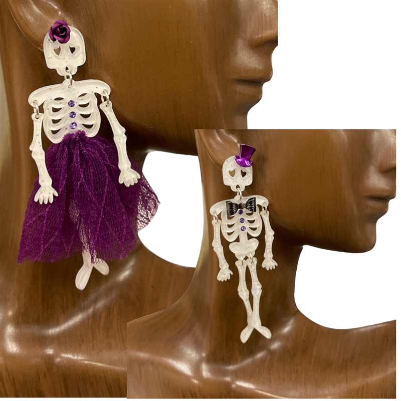 C3E2071  SKULL SKELETON EARRINGS