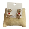 C3E2815W  WHITE  TEDDY STUD EARRINGS