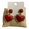 C3E2851  RED GOLD  HEART  EARRINGS