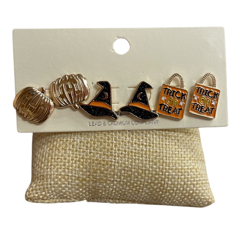 C3ES119   WHITE & ORANGE GHOST EARRINGS