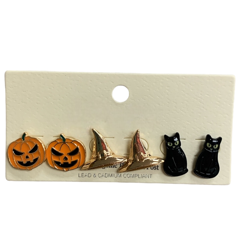 C3ES2124   HALLOWEEN STUD 3 PCS SET EARRINGS