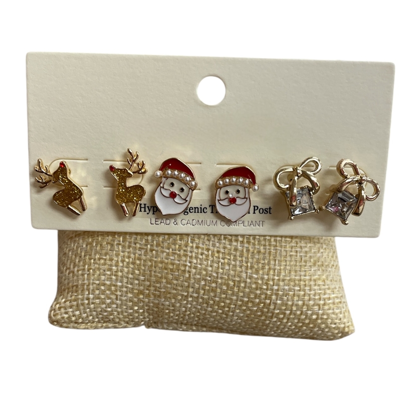 C3ES2361 CHRISTMAS  STUD 3 PC SET EARRINGS