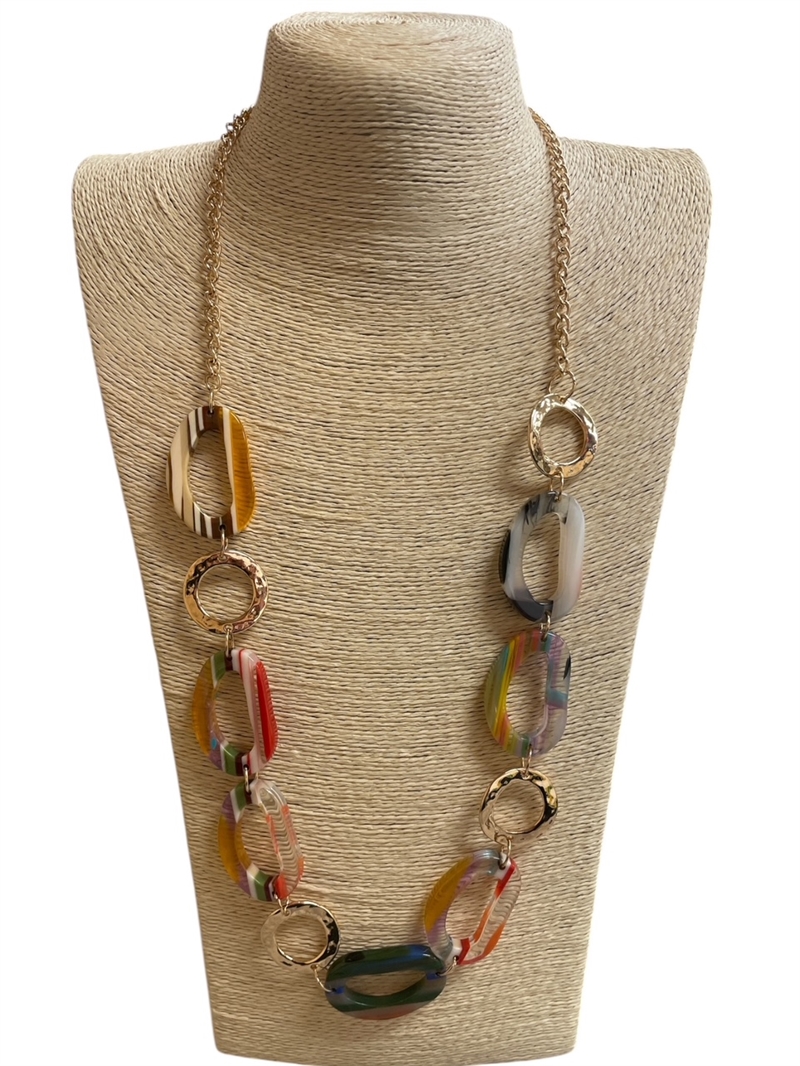 C45B  ACRYLIC MULTI LONG NECKLACE