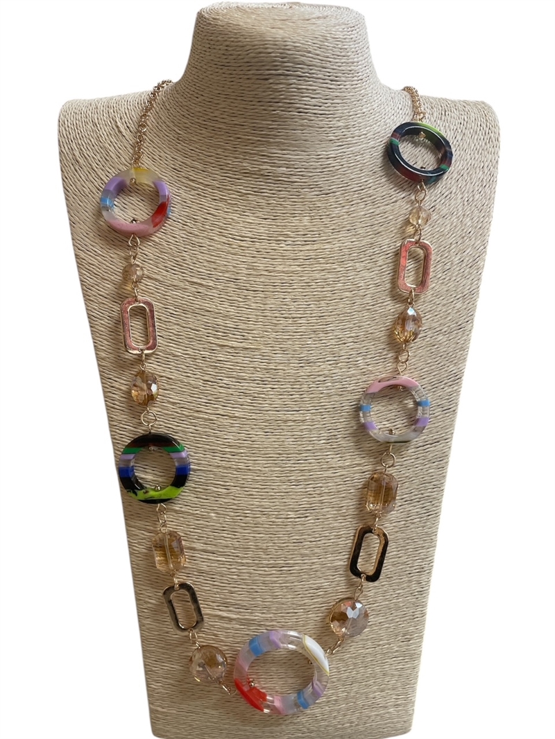 C47B  ACRYLIC MULTI  LONG NECKLACE