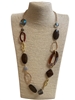 C49B  GEOMETRIC ACRYLIC BROWN LONG NECKLACE
