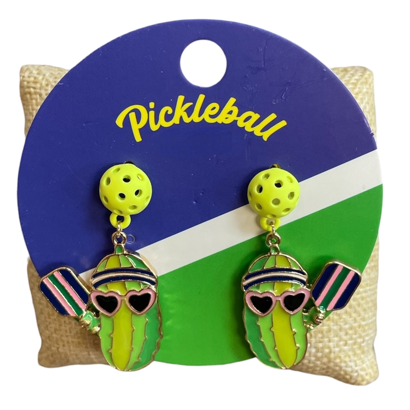 C4E2745 YELLOW PICKLEBALL POST EARRINGS