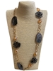 C51B  LEOPARD GRAY ROSES  ACRYLIC NECKLACE