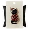 C5BRH2034 CHRISTMAS BLACK CAT PIN BROOCH