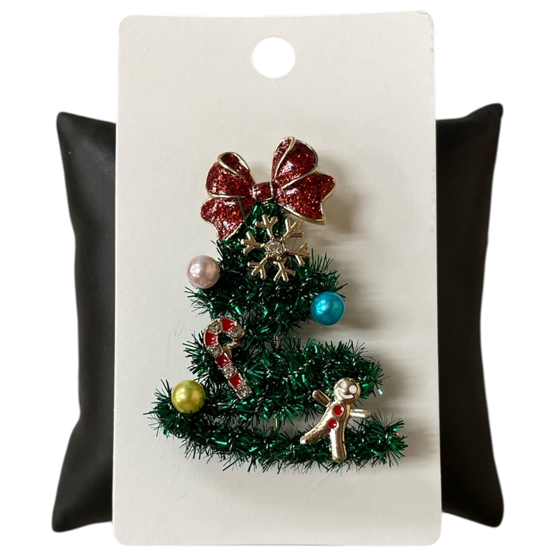C5BRH2053 TINSEL CHRISTMAS TREE PIN BROOCH