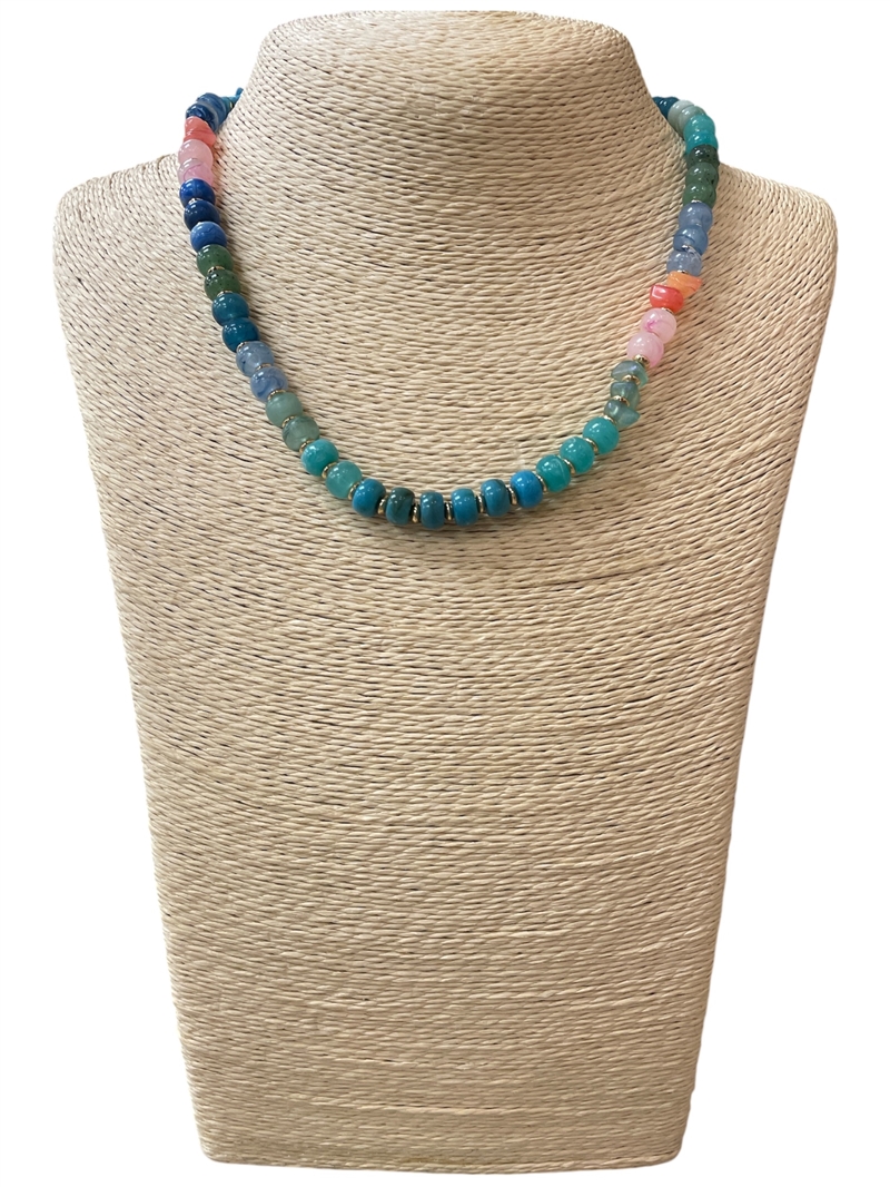 C5N2400 MULTI BEADED ACRYLIC SHORT NECKLACE
