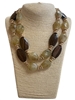 C66B  BROWN WOODEN & ACRYLIC CHUNKY NECKLACE