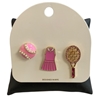 C6BRH2511 PINK TENNIS 3PCS PIN BROOCHES SET