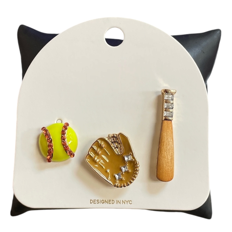C6BRH2575 BASEBALL SET PIN BROOCH