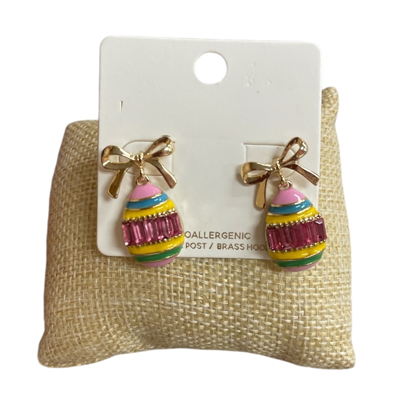 C6E2204 PINK  MULTICOLOR EGG  EARRINGS