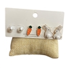 C2ES2220  WHITE BUNNY & CARROTS 3PCS SET EARRINGS