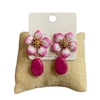 C6E2268 HOT PINK  FLOWER  EARRINGS