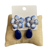 C6E2268B  ROYAL BLUE  FLOWER  EARRINGS