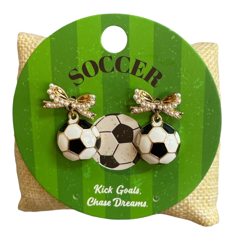 C6E2411X PEARL BOW SOCCER POST EARRINGS
