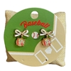 C6E2426 WHITE BOW BASEBALL DROP STUD EARRINGS