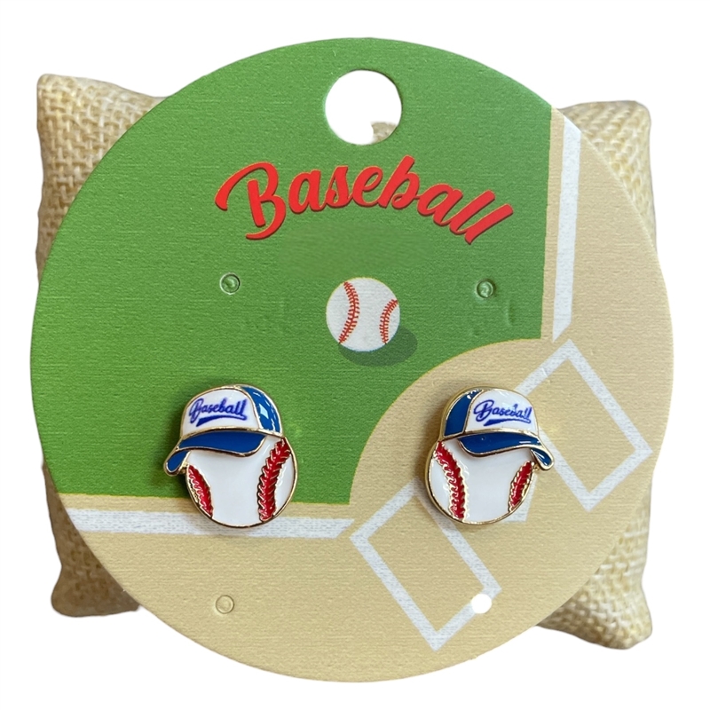 C6E2433 CAP & BASEBALL STUD EARRINGS
