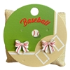 C6E2436 SMALL WHITE BASEBALL BOW STUD EARRINGS